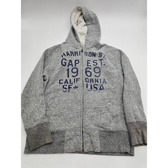 Gap Lived In Boy's Size M 8-9 Gray Hooded Zip-up Jacket - Picture 1 of 8